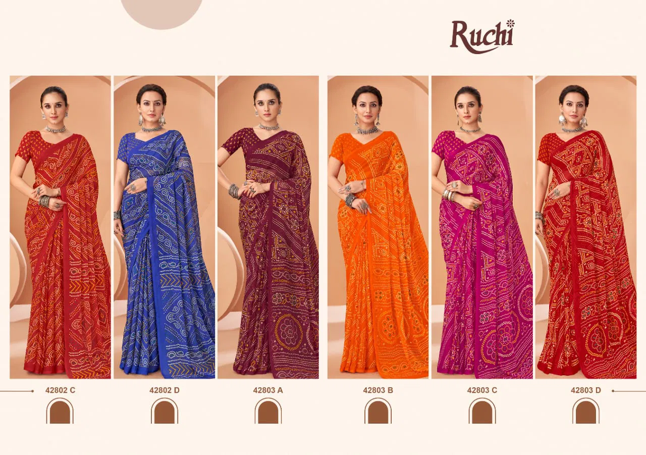 Star Chiffon 195 By Ruchi Chiffon Daily Wear Sarees Wholesale Market In Surat With Price